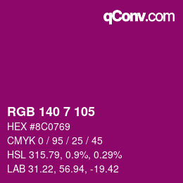 Color code: RGB 140 7 105 | qconv.com