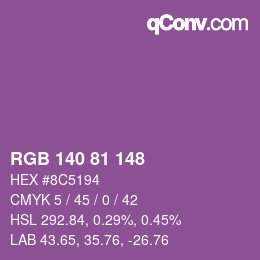 Color code: RGB 140 81 148 | qconv.com