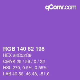 カラーコード: RGB 140 82 198 | qconv.com