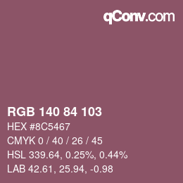 Color code: RGB 140 84 103 | qconv.com