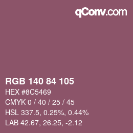 Color code: RGB 140 84 105 | qconv.com