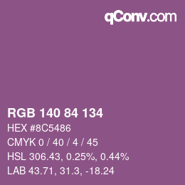 Color code: RGB 140 84 134 | qconv.com