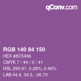 Color code: RGB 140 84 150 | qconv.com
