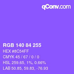 Color code: RGB 140 84 255 | qconv.com