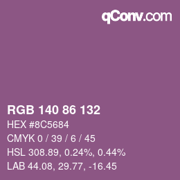 Farbcode: RGB 140 86 132 | qconv.com