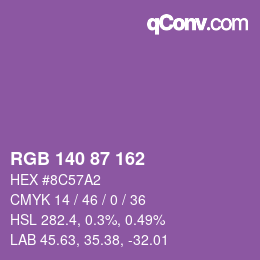 Color code: RGB 140 87 162 | qconv.com