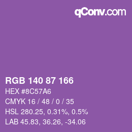 カラーコード: RGB 140 87 166 | qconv.com