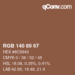 Color code: RGB 140 89 67 | qconv.com