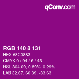 カラーコード: RGB 140 8 131 | qconv.com