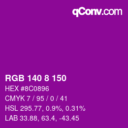 颜色代码: RGB 140 8 150 | qconv.com
