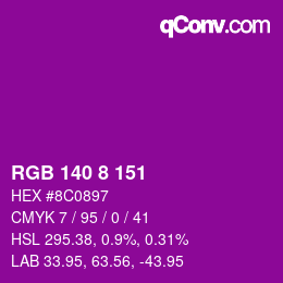 颜色代码: RGB 140 8 151 | qconv.com