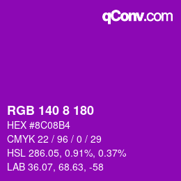 カラーコード: RGB 140 8 180 | qconv.com