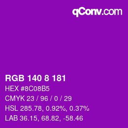 カラーコード: RGB 140 8 181 | qconv.com