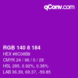 Color code: RGB 140 8 184 | qconv.com