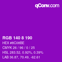 Color code: RGB 140 8 190 | qconv.com