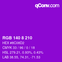 Color code: RGB 140 8 210 | qconv.com