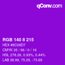 カラーコード: RGB 140 8 215 | qconv.com