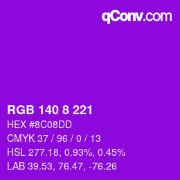 Color code: RGB 140 8 221 | qconv.com