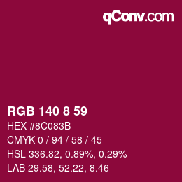 颜色代码: RGB 140 8 59 | qconv.com