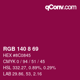颜色代码: RGB 140 8 69 | qconv.com