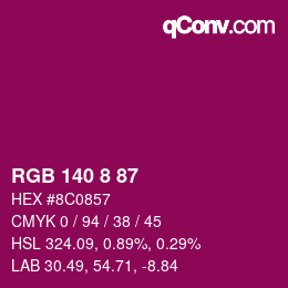 颜色代码: RGB 140 8 87 | qconv.com