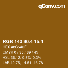 カラーコード: RGB 140 90.4 15.4 | qconv.com