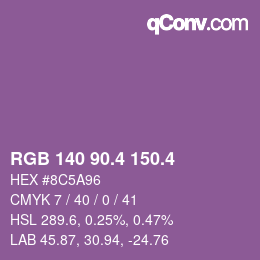 カラーコード: RGB 140 90.4 150.4 | qconv.com