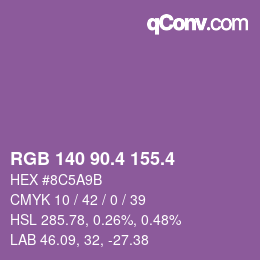 カラーコード: RGB 140 90.4 155.4 | qconv.com