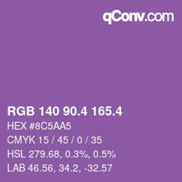 カラーコード: RGB 140 90.4 165.4 | qconv.com