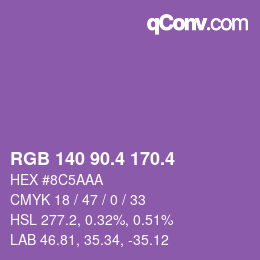 カラーコード: RGB 140 90.4 170.4 | qconv.com