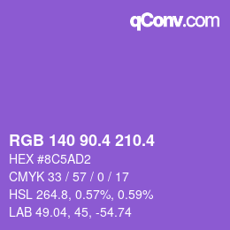カラーコード: RGB 140 90.4 210.4 | qconv.com