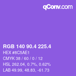 カラーコード: RGB 140 90.4 225.4 | qconv.com