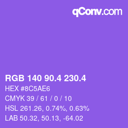 カラーコード: RGB 140 90.4 230.4 | qconv.com