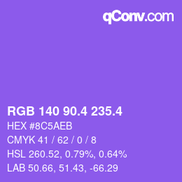 カラーコード: RGB 140 90.4 235.4 | qconv.com