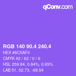 カラーコード: RGB 140 90.4 240.4 | qconv.com