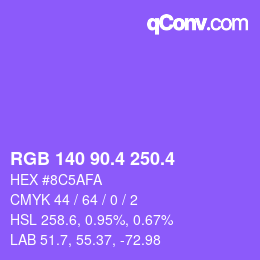 カラーコード: RGB 140 90.4 250.4 | qconv.com