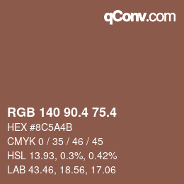 カラーコード: RGB 140 90.4 75.4 | qconv.com