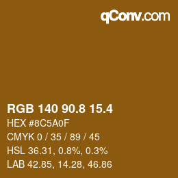 カラーコード: RGB 140 90.8 15.4 | qconv.com