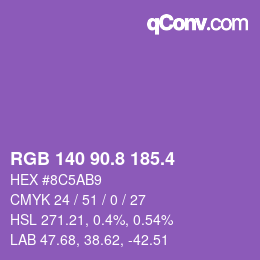 カラーコード: RGB 140 90.8 185.4 | qconv.com