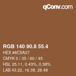 カラーコード: RGB 140 90.8 55.4 | qconv.com