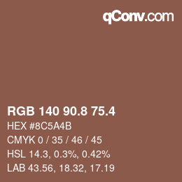 カラーコード: RGB 140 90.8 75.4 | qconv.com