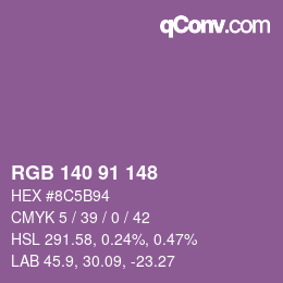 Color code: RGB 140 91 148 | qconv.com