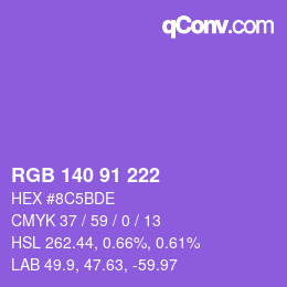 Color code: RGB 140 91 222 | qconv.com