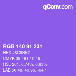 Color code: RGB 140 91 231 | qconv.com