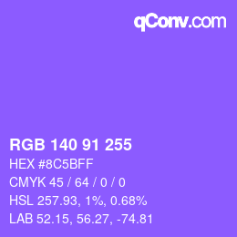 Color code: RGB 140 91 255 | qconv.com