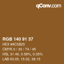 Color code: RGB 140 91 37 | qconv.com