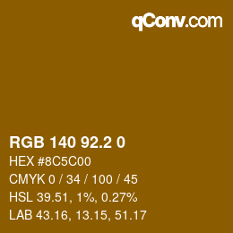 カラーコード: RGB 140 92.2 0 | qconv.com