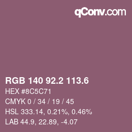 カラーコード: RGB 140 92.2 113.6 | qconv.com