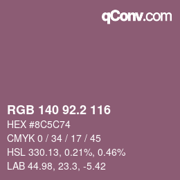 カラーコード: RGB 140 92.2 116 | qconv.com
