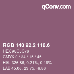 カラーコード: RGB 140 92.2 118.6 | qconv.com